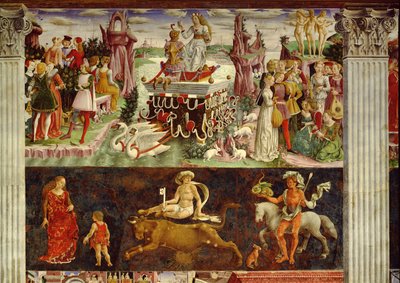 Triumph of Venus and Sign of Taurus, scenes from Month of April by Francesco del Cossa